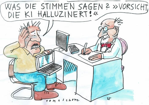 Cartoon: KI (medium) by Jan Tomaschoff tagged ki,wahrheit,lüge,halluzination,psychose,ki,wahrheit,lüge,halluzination,psychose