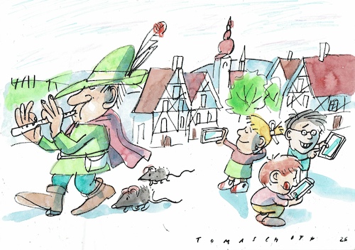 Cartoon: Kinder (medium) by Jan Tomaschoff tagged handy,internet,soziale,medien,kinder,kommunikation,handy,internet,soziale,medien,kinder,kommunikation