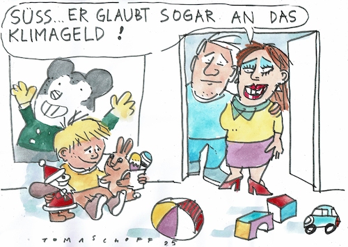 Cartoon: Klimageld (medium) by Jan Tomaschoff tagged klima,finanzen,steuern,energie,grüne,klima,finanzen,steuern,energie,grüne