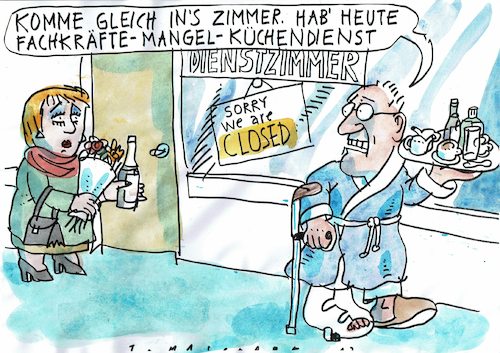 Cartoon: Klinik (medium) by Jan Tomaschoff tagged krankenhaus,fachkräftemangel,krankenhaus,fachkräftemangel