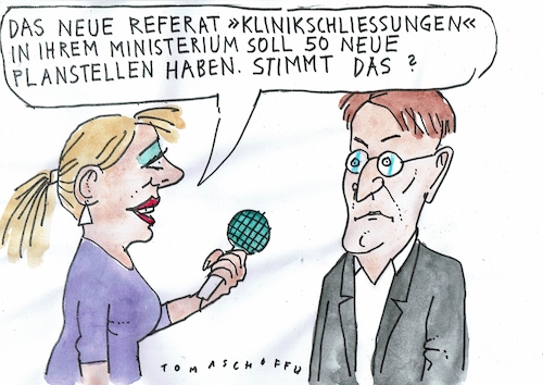 Cartoon: Klinikschließung (medium) by Jan Tomaschoff tagged lauterbach,krankenhaus,schließungen,ministerialbürokratie,lauterbach,krankenhaus,schließungen,ministerialbürokratie