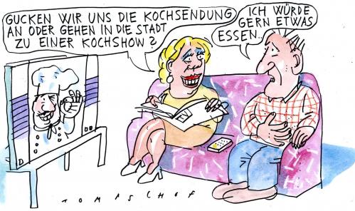 Cartoon: Kochen (medium) by Jan Tomaschoff tagged koch,show,essen,hunger,kochen,küche