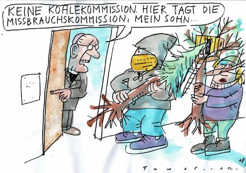 Cartoon: Kommission (medium) by Jan Tomaschoff tagged kohle,missbrauch,kirche,kohle,missbrauch,kirche