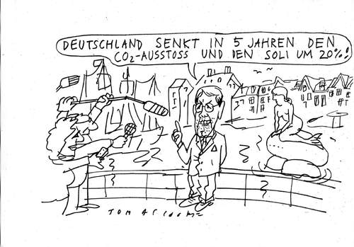 Cartoon: Kopenhagen (medium) by Jan Tomaschoff tagged co2,schadstoffausstoss,röttgen,klimagipfel,kopenhagen