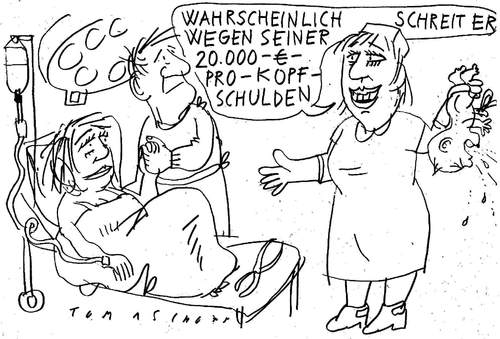 Cartoon: kopfschulden (medium) by Jan Tomaschoff tagged kopfschulden,kopfschulden,finanzen,schulden