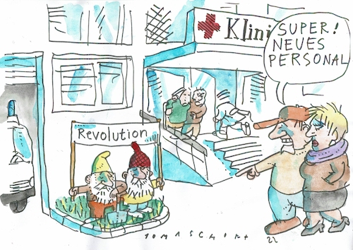 Cartoon: Krankenhauspersonal (medium) by Jan Tomaschoff tagged krankenhaus,fachkräftemangel,krankenhaus,fachkräftemangel