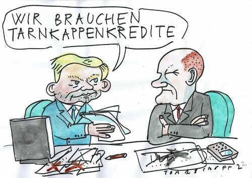 Cartoon: Kredite (medium) by Jan Tomaschoff tagged lindner,statsschulden,schattenhaushalt,lindner,statsschulden,schattenhaushalt