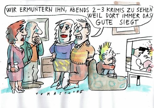 Cartoon: Krimi (medium) by Jan Tomaschoff tagged medien,gewalt,moral,medien,gewalt,moral