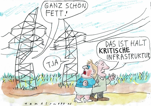 Cartoon: kritisch (medium) by Jan Tomaschoff tagged infrastruktur,strom,übergewicht,infrastruktur,strom,übergewicht