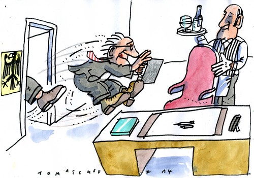 Cartoon: Kündigung (medium) by Jan Tomaschoff tagged politiker,manager,goldener,handschlag,politiker,manager,goldener,handschlag