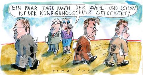 Cartoon: Kündigungsschutz gelockert (medium) by Jan Tomaschoff tagged spd,wahlen,kündigungsschutz