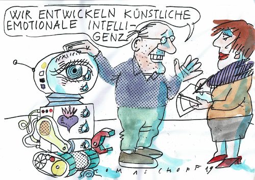 Cartoon: künstliche emotionale Intelligen (medium) by Jan Tomaschoff tagged künstliche,intelligenz,roboter,emotionen,künstliche,intelligenz,roboter,emotionen