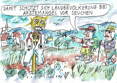 Cartoon: Landärzte (medium) by Jan Tomaschoff tagged ärztemangel,land,stadt,ärztemangel,land,stadt