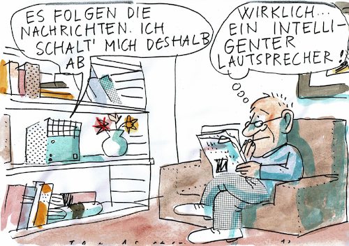 Cartoon: Lautsprecher (medium) by Jan Tomaschoff tagged smart,home,smart,home