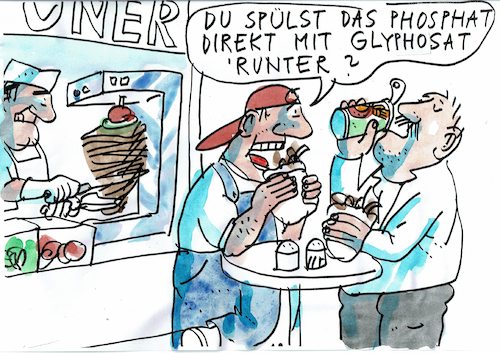 Cartoon: Lecker (medium) by Jan Tomaschoff tagged phosphat,glyphosat,ernährung,phosphat,glyphosat,ernährung