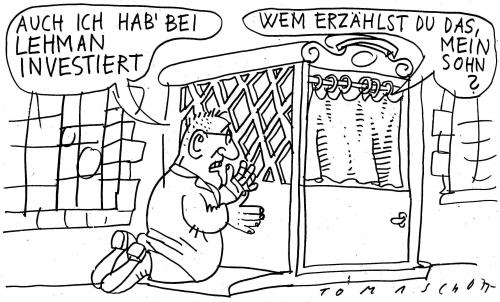 Cartoon: Lehman Bros. (medium) by Jan Tomaschoff tagged banken,aktienkurse,finanztitel,wirtschaftskrise,landesbank