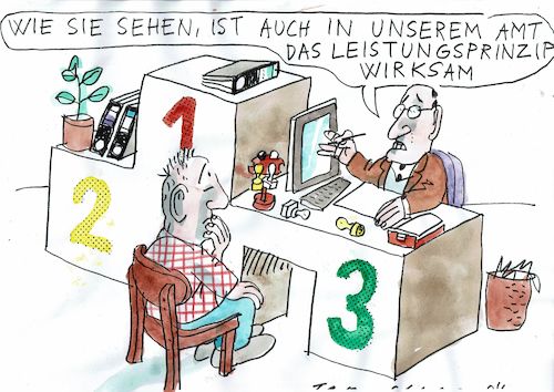 Cartoon: Leistung (medium) by Jan Tomaschoff tagged leistung,bürokratie,leistung,bürokratie