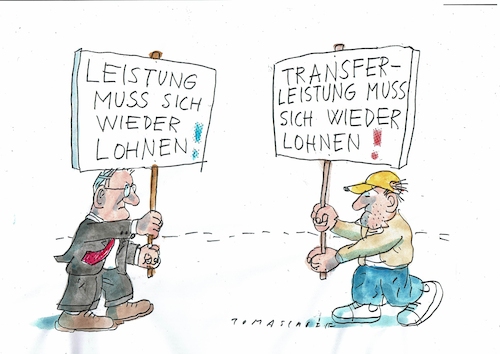 Cartoon: Leistung (medium) by Jan Tomaschoff tagged leistung,trandferleistung,soziales,netz,leistung,trandferleistung,soziales,netz