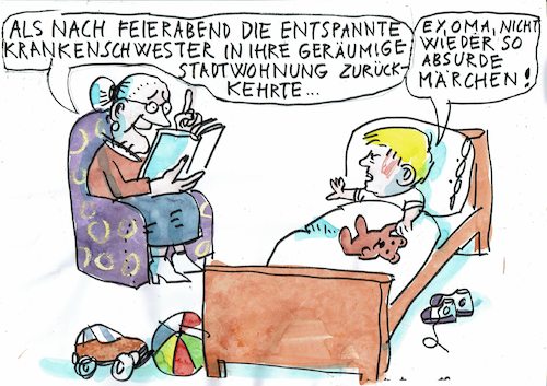 Cartoon: Märchen (medium) by Jan Tomaschoff tagged mieten,wohnen,pflegenotstand,mieten,wohnen,pflegenotstand