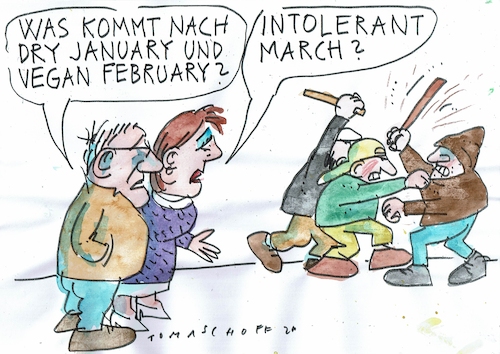 Cartoon: March (medium) by Jan Tomaschoff tagged toleranz,zuhören,streitkultur,toleranz,zuhören,streitkultur
