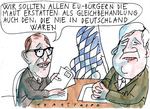 Cartoon: Maut (medium) by Jan Tomaschoff tagged maut,diskriminierung,maut,diskriminierung