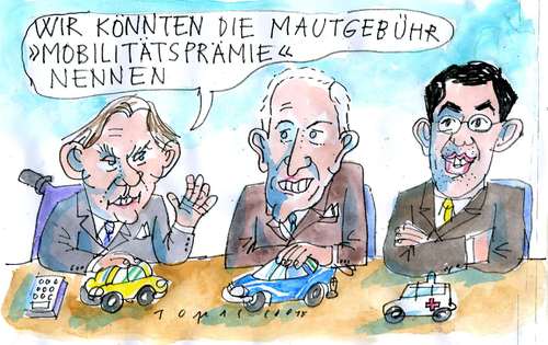 Cartoon: Maut (medium) by Jan Tomaschoff tagged autobahn,maut,pkw,autobahn,maut,pkw,autos,geld