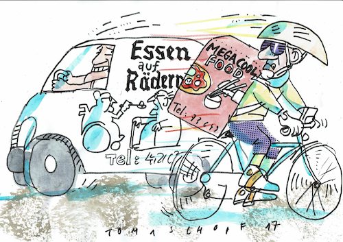 Cartoon: meals on wheels (medium) by Jan Tomaschoff tagged essen,auf,rädern,bringedienste,essen,auf,rädern,bringedienste