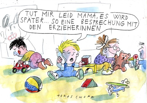 Cartoon: Meeting in Kita (medium) by Jan Tomaschoff tagged kinder,handys,kitas,kinder,handys,kitas