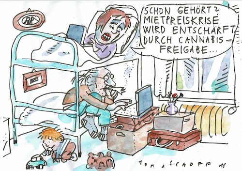 Cartoon: Mietpreisbremse (medium) by Jan Tomaschoff tagged mieten,wohnungsnot,mieten,wohnungsnot