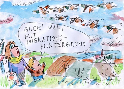 Cartoon: Migration (medium) by Jan Tomaschoff tagged migrationshintergrund