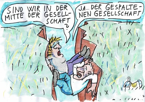 Cartoon: Mitte (medium) by Jan Tomaschoff tagged spaltung,polarisierung,gesellschaft,spaltung,polarisierung,gesellschaft