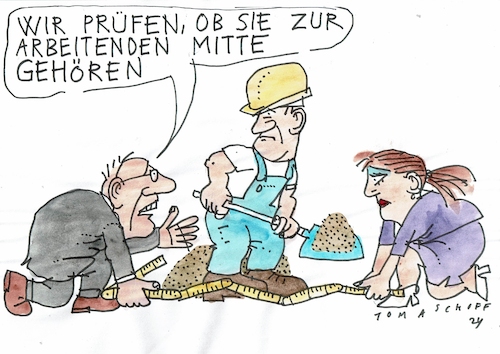 Cartoon: Mitte (medium) by Jan Tomaschoff tagged arbeiter,berufstätige,einkommen,klassen,arbeiter,berufstätige,einkommen,klassen