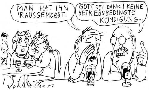 Cartoon: Mobbing (medium) by Jan Tomaschoff tagged betriebsbedingte,kündigungen,rezession,arbeitslosigkeit,wirtschaftskrise,kurzarbeit