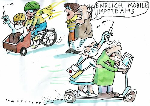 Cartoon: mobil (medium) by Jan Tomaschoff tagged corona,impfung,corona,impfung
