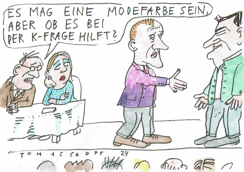 Cartoon: Modefarbe (medium) by Jan Tomaschoff tagged frage,merz,cdu,fussball,frage,merz,cdu,fussball