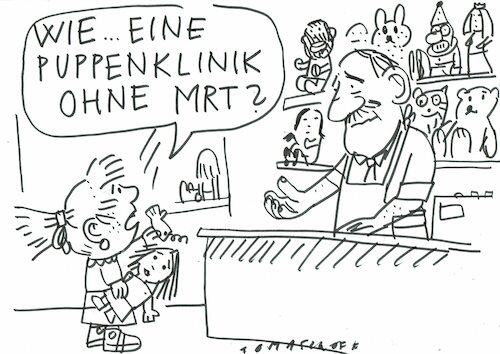 Cartoon: MRT (medium) by Jan Tomaschoff tagged röntgen,mrt,puppe,röntgen,mrt,puppe