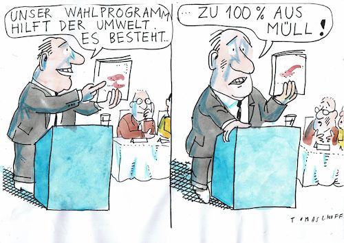 Cartoon: Müll (medium) by Jan Tomaschoff tagged wahlen,parteien,programme,umwelt,wahlen,parteien,programme,umwelt