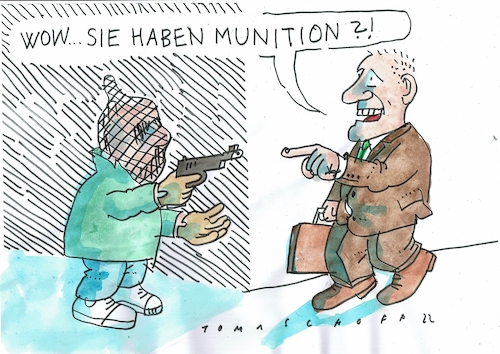 Cartoon: Munition (medium) by Jan Tomaschoff tagged munition,mangel,waffen,munition,mangel,waffen