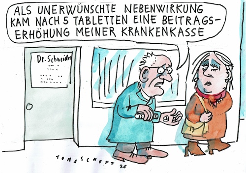 Cartoon: Nebenwirkung (medium) by Jan Tomaschoff tagged gesundheit,geld,kassen,warken,reform,gesundheit,geld,kassen,warken,reform