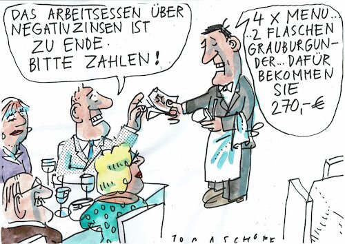 Cartoon: Negativzins 2 (medium) by Jan Tomaschoff tagged geld,zins,negativzins,geld,zins,negativzins