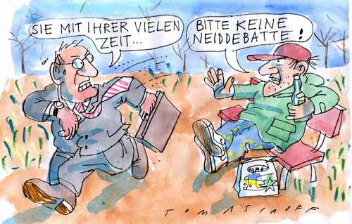 Cartoon: Neiddebatte (medium) by Jan Tomaschoff tagged neiddebatte,sozialsstaatsdebatte,hartz4