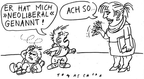 Cartoon: Neoliberal (medium) by Jan Tomaschoff tagged neoliberal,eltern,kinder,parteien,wahlen,fdp
