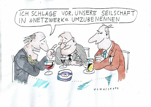 Cartoon: Netzwerk (medium) by Jan Tomaschoff tagged umbenennung,tricks,seilschaft,umbenennung,tricks,seilschaft
