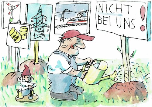 Cartoon: nicht bei uns (medium) by Jan Tomaschoff tagged energie,inrastruktur,egoismus,energie,inrastruktur,egoismus