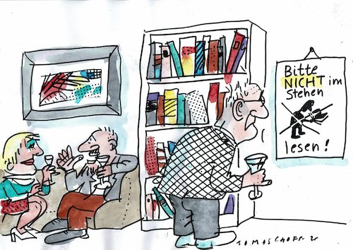 Cartoon: nicht im Stehen (medium) by Jan Tomaschoff tagged männer,frauen,lesen,pinkeln,männer,frauen,lesen,pinkeln