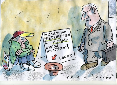 Cartoon: Niedrigzinsen (medium) by Jan Tomaschoff tagged wirtschaft,zinsen,geld,wirtschaft,zinsen,geld