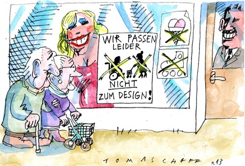 Cartoon: no (medium) by Jan Tomaschoff tagged disabled,elderly,disabled,elderly