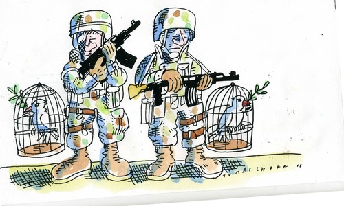 Cartoon: no (medium) by Jan Tomaschoff tagged war,peace,war,peace