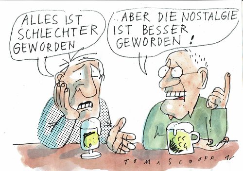 Cartoon: Nostalgie (medium) by Jan Tomaschoff tagged nostalgie,krise,nostalgie,krise