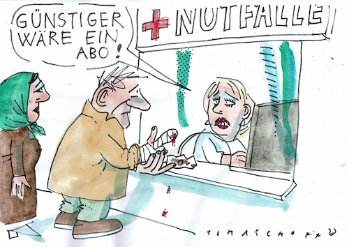 Cartoon: Notfall (medium) by Jan Tomaschoff tagged ambulanz,notfall,geld,ambulanz,notfall,geld